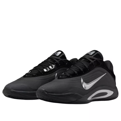 Nike A'ja Wilson A'One Black Dark Smoke Grey dámske nízke basketbalové tenisky čierne-strieborné — produktová fotografia na bielom pozadí, bočný pohľad