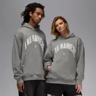 Jordan X A Ma Maniere Hoodie Flat Pewter mikina s kapucňou — produktová fotografia na bielom pozadí, bočný pohľad