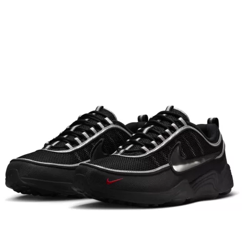 Nike Air Zoom Spiridon Black Metallic Silver nízke streetové tenisky čierne-strieborné — produktová fotografia na bielom pozadí, bočný pohľad