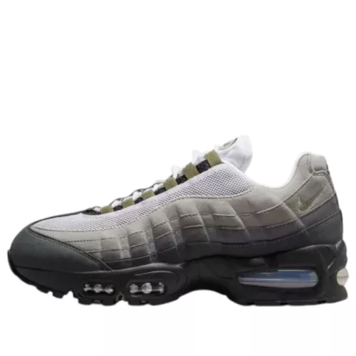 Nike Air Max 95 OG Big Bubble Black Medium Olive dámske nízke streetové tenisky olivové-čierne — produktová fotografia na bielom pozadí, bočný pohľad