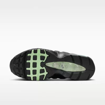 Nike Air Max 95 OG Big Bubble Fresh Mint dámske nízke streetové tenisky mentolové — produktová fotografia na bielom pozadí, bočný pohľad
