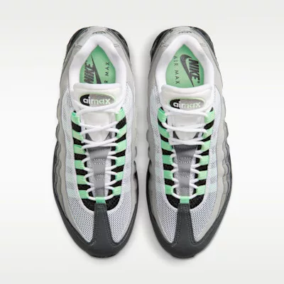 Nike Air Max 95 OG Big Bubble Fresh Mint dámske nízke streetové tenisky mentolové — produktová fotografia na bielom pozadí, bočný pohľad