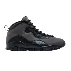 Jordan 10 Retro Shadow (2025) nízke streetové tenisky — produktová fotografia na bielom pozadí, bočný pohľad