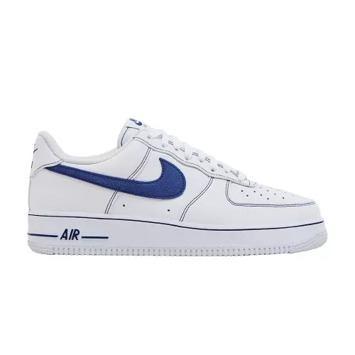 Nike Air Force 1 Low '07 LV8 White Deep Royal Blue nízke streetové tenisky biele-kráľovsky modré — produktová fotografia na bielom pozadí, bočný pohľad