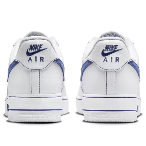 Nike Air Force 1 Low '07 LV8 White Deep Royal Blue nízke streetové tenisky biele-kráľovsky modré — produktová fotografia na bielom pozadí, bočný pohľad