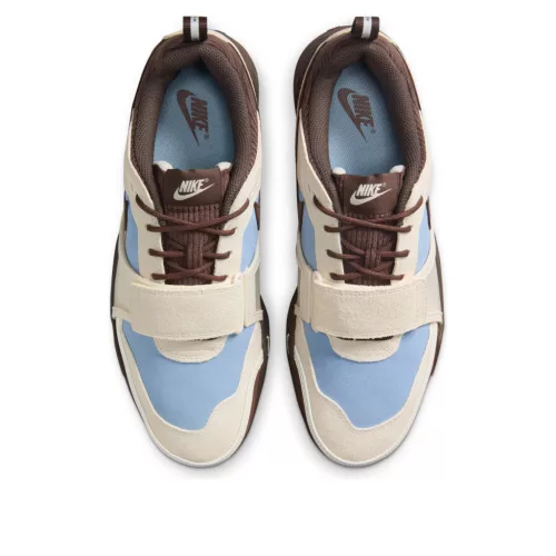 Nike Zoom Field Jaxx Travis Scott Leche Blue nízke streetové tenisky modré-hnedé — produktová fotografia na bielom pozadí, bočný pohľad