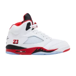   Jordan 5 Retro Fire Red Black Tongue (2025) pánske vysoké basketbalové topánky biele červené čierne
