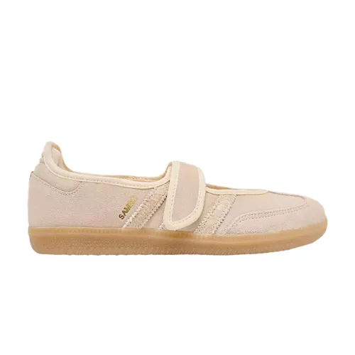 adidas Samba Jane Suede Sand Strata dámske nízke streetové tenisky pieskové — produktová fotografia na bielom pozadí, bočný pohľad