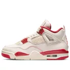 Jordan 4 Retro Valentine's Day Sierra Red dámske nízke streetové tenisky červené — produktová fotografia na bielom pozadí, bočný pohľad