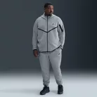 Nike Sportswear Tech Fleece Full Zip Hoodie Dark Grey Heather mikina s kapucňou sivá-čierna — produktová fotografia na bielom pozadí, bočný pohľad