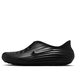 Nike ReactX Rejuven8 Triple Black nízke streetové tenisky čierne — produktová fotografia na bielom pozadí, bočný pohľad