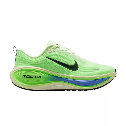 Nike Vomero Plus Volt Tint Lime Blast Sapphire nízke bežecké tenisky neónovozelené — produktová fotografia na bielom pozadí, bočný pohľad