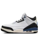Jordan 3 Retro OG SP A Ma Maniére Diffused Blue nízke streetové tenisky modré — produktová fotografia na bielom pozadí, bočný pohľad