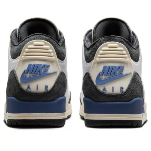 Jordan 3 Retro OG SP A Ma Maniére Diffused Blue nízke streetové tenisky modré — produktová fotografia na bielom pozadí, bočný pohľad