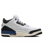 Jordan 3 Retro OG SP A Ma Maniére Diffused Blue nízke streetové tenisky modré — produktová fotografia na bielom pozadí, bočný pohľad