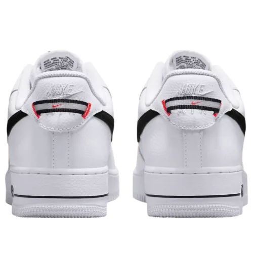 Nike Air Force 1 Low '07 LV8 White Black Bright Crimson nízke streetové tenisky biele-čierne — produktová fotografia na bielom pozadí, bočný pohľad
