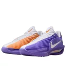 Nike Air Zoom GT Cut 3 Turbo Phoenix Suns nízke basketbalové tenisky fialové-oranžové — produktová fotografia na bielom pozadí, bočný pohľad