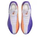 Nike Air Zoom GT Cut 3 Turbo Phoenix Suns nízke basketbalové tenisky fialové-oranžové — produktová fotografia na bielom pozadí, bočný pohľad
