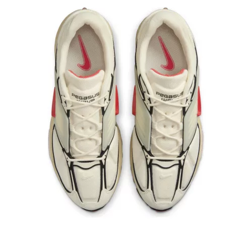 Nike Air Pegasus Wave Coconut Milk nízke bežecké tenisky lomené biele-červené — produktová fotografia na bielom pozadí, bočný pohľad