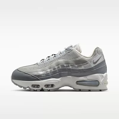 Nike Air Max 95 SE Big Bubble Grey Fog Silver dámske nízke streetové tenisky sivé-strieborné — produktová fotografia na bielom pozadí, bočný pohľad