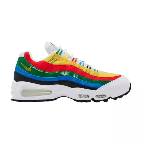 Nike Air Max 95 Olympic (2026) nízke streetové tenisky — produktová fotografia na bielom pozadí, bočný pohľad