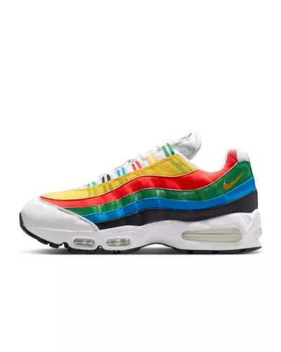 Nike Air Max 95 Olympic (2026) nízke streetové tenisky — produktová fotografia na bielom pozadí, bočný pohľad