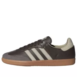 adidas Samba OG Brown Putty Grey nízke streetové tenisky hnedé-sivé — produktová fotografia na bielom pozadí, bočný pohľad