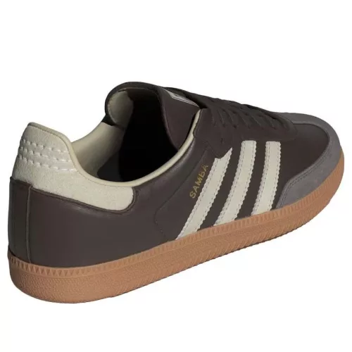 adidas Samba OG Brown Putty Grey nízke streetové tenisky hnedé-sivé — produktová fotografia na bielom pozadí, bočný pohľad