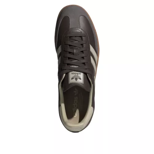 adidas Samba OG Brown Putty Grey nízke streetové tenisky hnedé-sivé — produktová fotografia na bielom pozadí, bočný pohľad