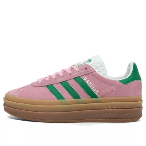 adidas Gazelle Bold True Pink dámske nízke streetové tenisky ružové — produktová fotografia na bielom pozadí, bočný pohľad