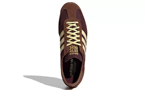 adidas SL 72 OG Maroon Preloved Brown dámske nízke streetové tenisky hnedé-žlté — produktová fotografia na bielom pozadí, bočný pohľad