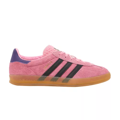 adidas Gazelle Indoor Bliss Pink Purple dámske nízke streetové tenisky ružové-čierne — produktová fotografia na bielom pozadí, bočný pohľad