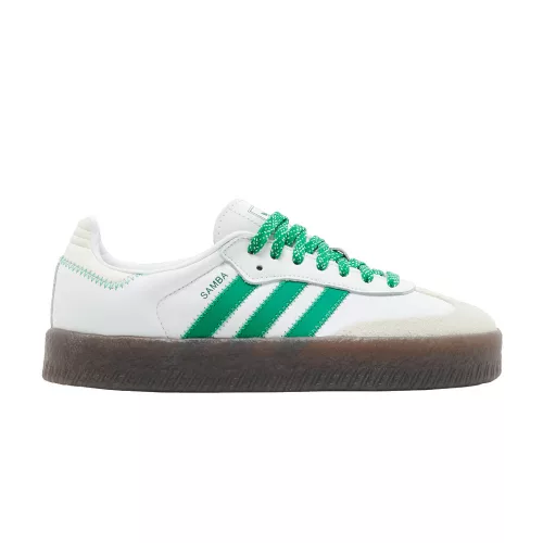 adidas Sambae Cloud White Green dámske nízke streetové tenisky biele-zelené — produktová fotografia na bielom pozadí, bočný pohľad