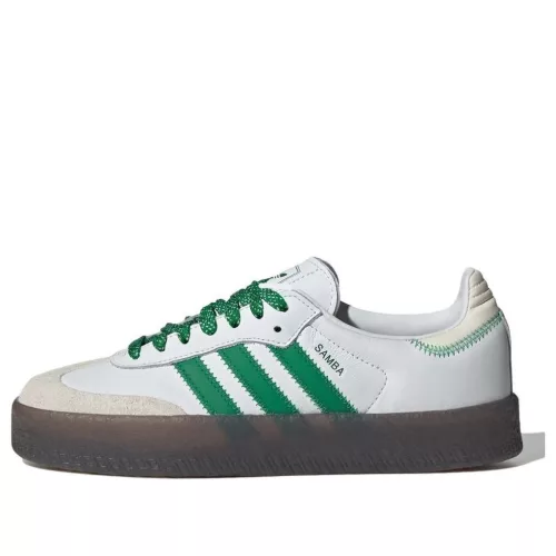 adidas Sambae Cloud White Green dámske nízke streetové tenisky biele-zelené — produktová fotografia na bielom pozadí, bočný pohľad