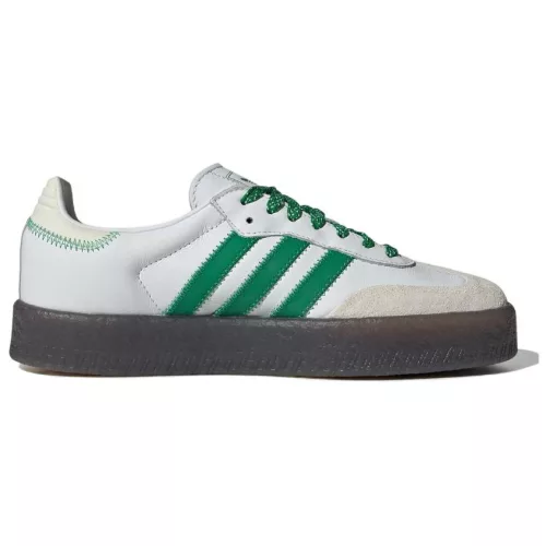 adidas Sambae Cloud White Green dámske nízke streetové tenisky biele-zelené — produktová fotografia na bielom pozadí, bočný pohľad