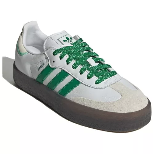 adidas Sambae Cloud White Green dámske nízke streetové tenisky biele-zelené — produktová fotografia na bielom pozadí, bočný pohľad