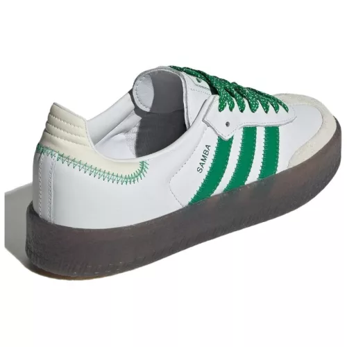 adidas Sambae Cloud White Green dámske nízke streetové tenisky biele-zelené — produktová fotografia na bielom pozadí, bočný pohľad