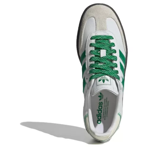 adidas Sambae Cloud White Green dámske nízke streetové tenisky biele-zelené — produktová fotografia na bielom pozadí, bočný pohľad