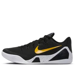 Nike Kobe 9 EM Low Protro TB Black University Gold nízke basketbalové tenisky čierne-zlaté — produktová fotografia na bielom pozadí, bočný pohľad