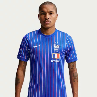 Nike x Jacquemus x France Pre Match Jersey Blue Stripe unisex tričko modré