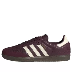 adidas Samba OG Snakeskin Maroon Cream White dámske nízke streetové tenisky bordové-krémové — produktová fotografia na bielom pozadí, bočný pohľad