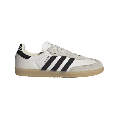 Adidas Samba OG Cloud White Core Black nízke streetové tenisky biele-čierne — produktová fotografia na bielom pozadí, bočný pohľad