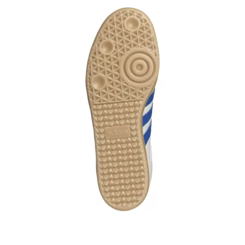 adidas Samba OG Cloud White Blue Gum nízke streetové tenisky biele-modré — produktová fotografia na bielom pozadí, bočný pohľad