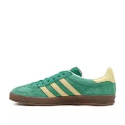 adidas Gazelle Indoor Semi Court Green nízke streetové tenisky zelené-žlté — produktová fotografia na bielom pozadí, bočný pohľad