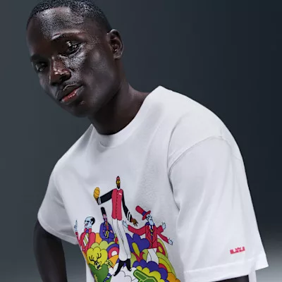 LeBron 'Heat Wave' Basketball T-shirt White pánske tričko biele — produktová fotografia na bielom pozadí, bočný pohľad