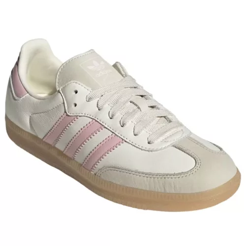 adidas Samba OG Off White Sandy Pink dámske nízke streetové tenisky lomené biele-biele — produktová fotografia na bielom pozadí, bočný pohľad