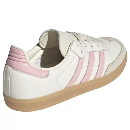 adidas Samba OG Off White Sandy Pink dámske nízke streetové tenisky lomené biele-biele — produktová fotografia na bielom pozadí, bočný pohľad