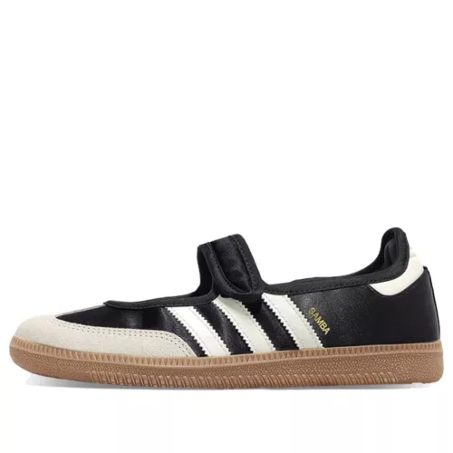 adidas Samba Jane Black Off White dámske nízke streetové tenisky čierne-biele — produktová fotografia na bielom pozadí, bočný pohľad