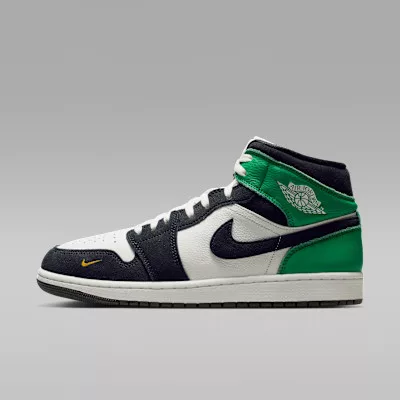 Air Jordan 1 Mid SE Lucky Green pánske členkové mestské tenisky biele zelené žlté čierne