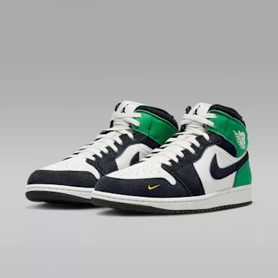 Air Jordan 1 Mid SE Lucky Green pánske členkové mestské tenisky biele zelené žlté čierne